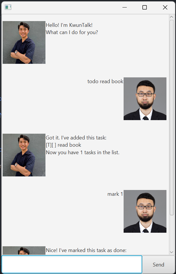 Screenshot of the KwunTalk Chatbot.